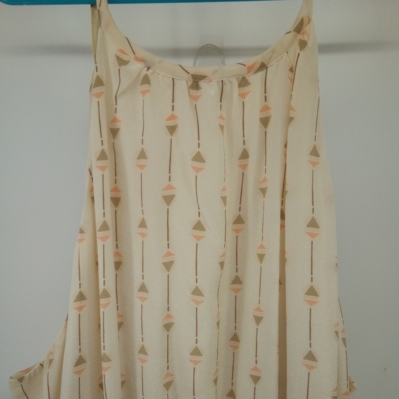 $168 Lucky Brand 100% Silk Geometric Print Maxi Dress L Boho Neutral - Picture 9 of 11